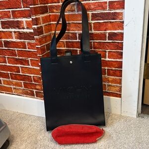 Vichy Black Tote /red make up Bag
